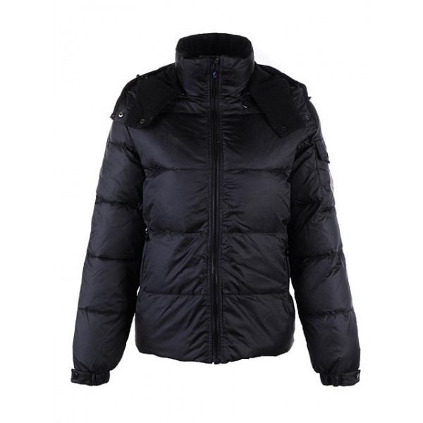 Moncler Simple nero Collare Mock Zipper E Cap Uomo Cappotti uscita